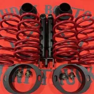 Pair of red coil springs and shocks